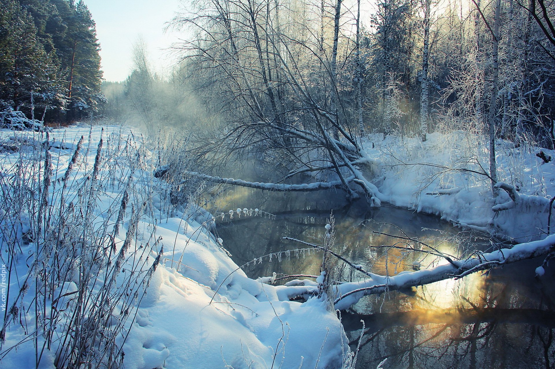 zima rzeka natura krajobraz