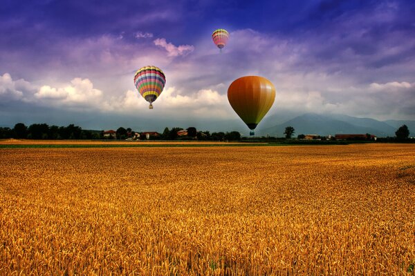 Ballons über dem Feld