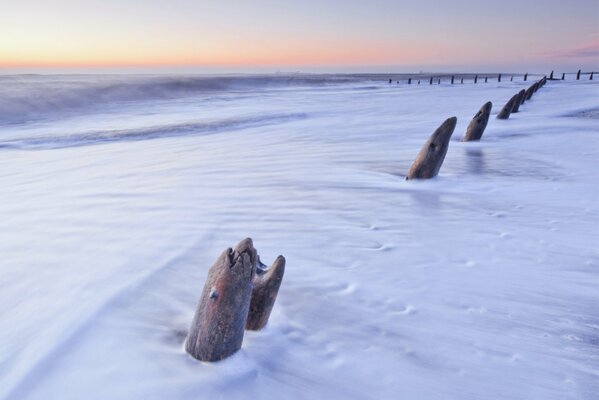 Snow-covered sea in Great Britain
