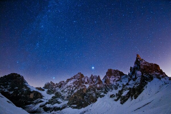 Night starscape with mountains