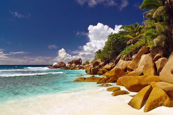 Rocas en la isla de Seychelles