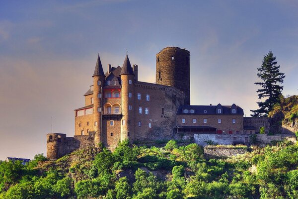 Castle on the background of the mountains of Germany