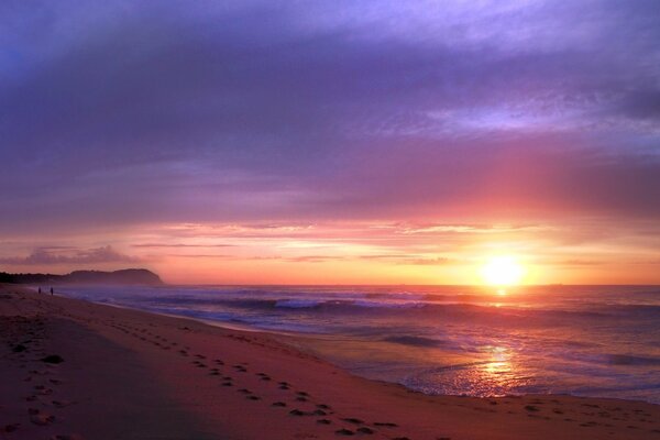 Puesta de sol de la costa australiana con vista al océano