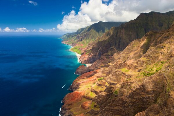 Costa di montagna hawaiana dell oceano blu