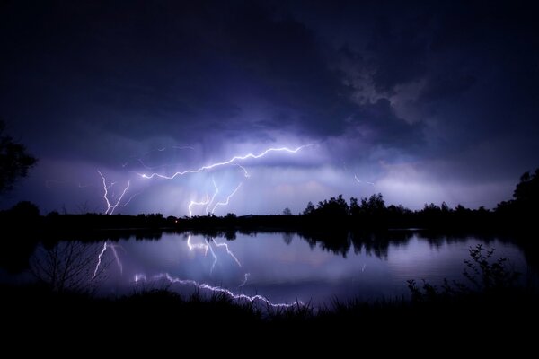 Evening stormy sky over the lake