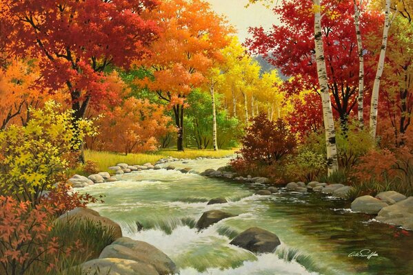 A river in the autumn forest