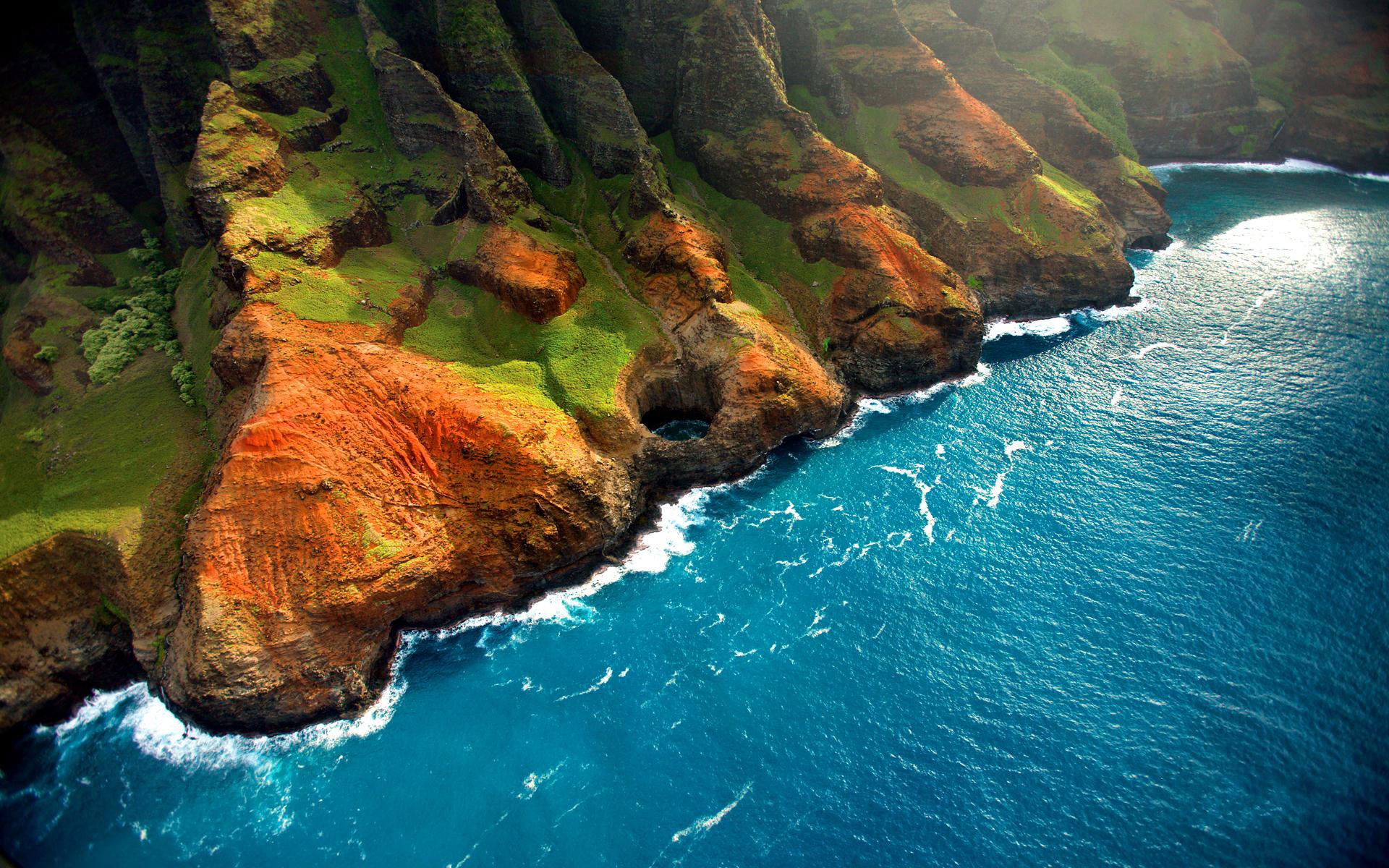 naturaleza paisaje mar agua olas rocas costa vegetación hierba luz altura rocas 1920x1200