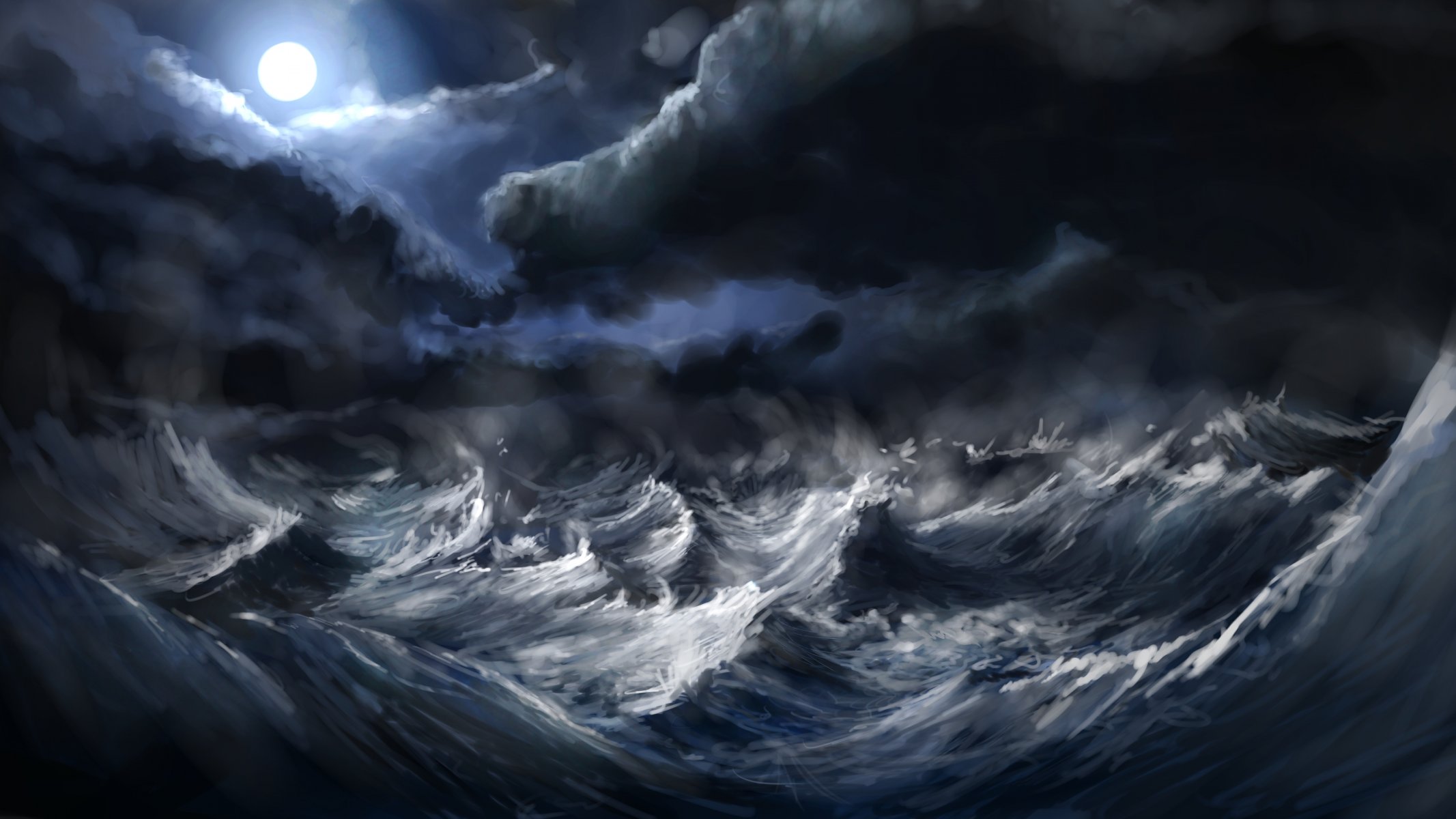 mer vagues lune tempête alexlinde devart