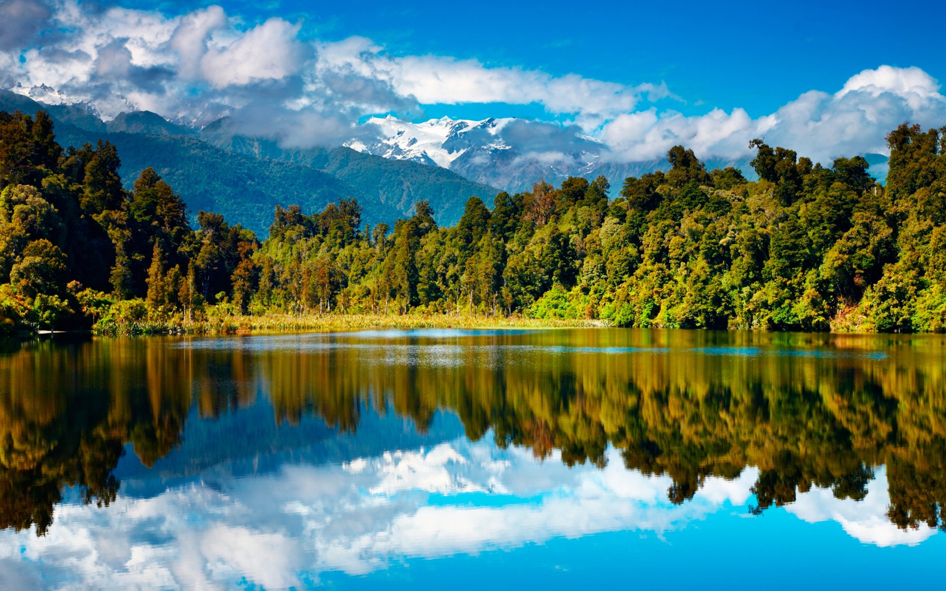 neuseeland see wald berge herbst