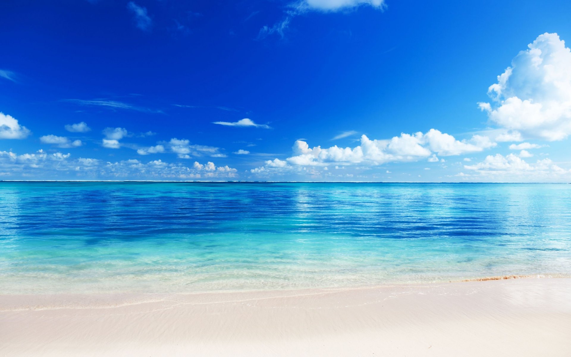 ufer sand ozean horizont himmel wolken blau