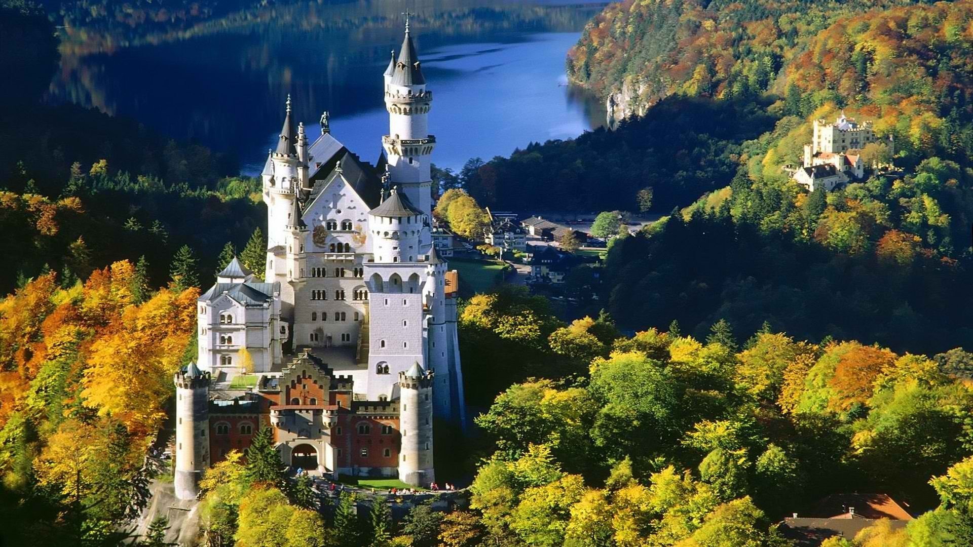 alemania baviera castillo neuschweistein bosque otoño