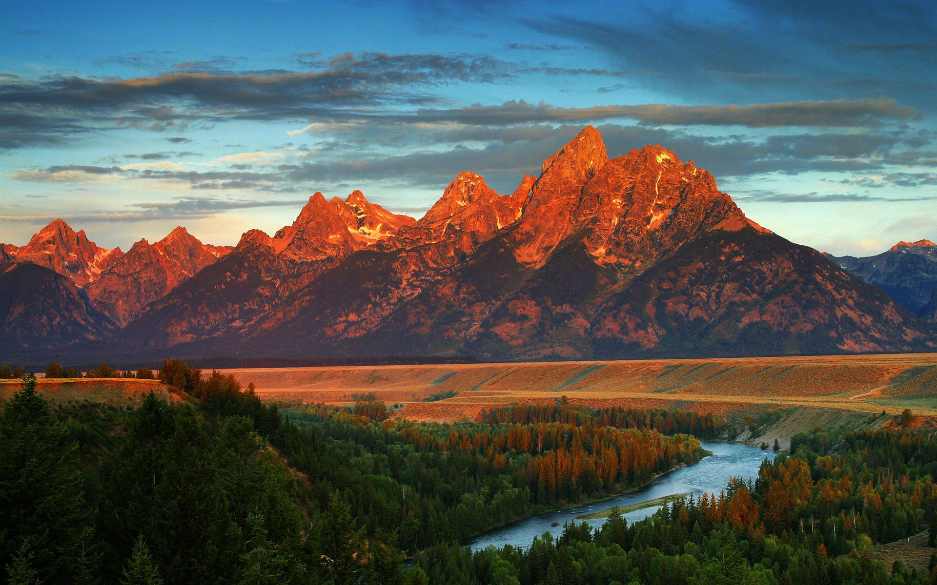 américa wyoming montañas bosque río otoño