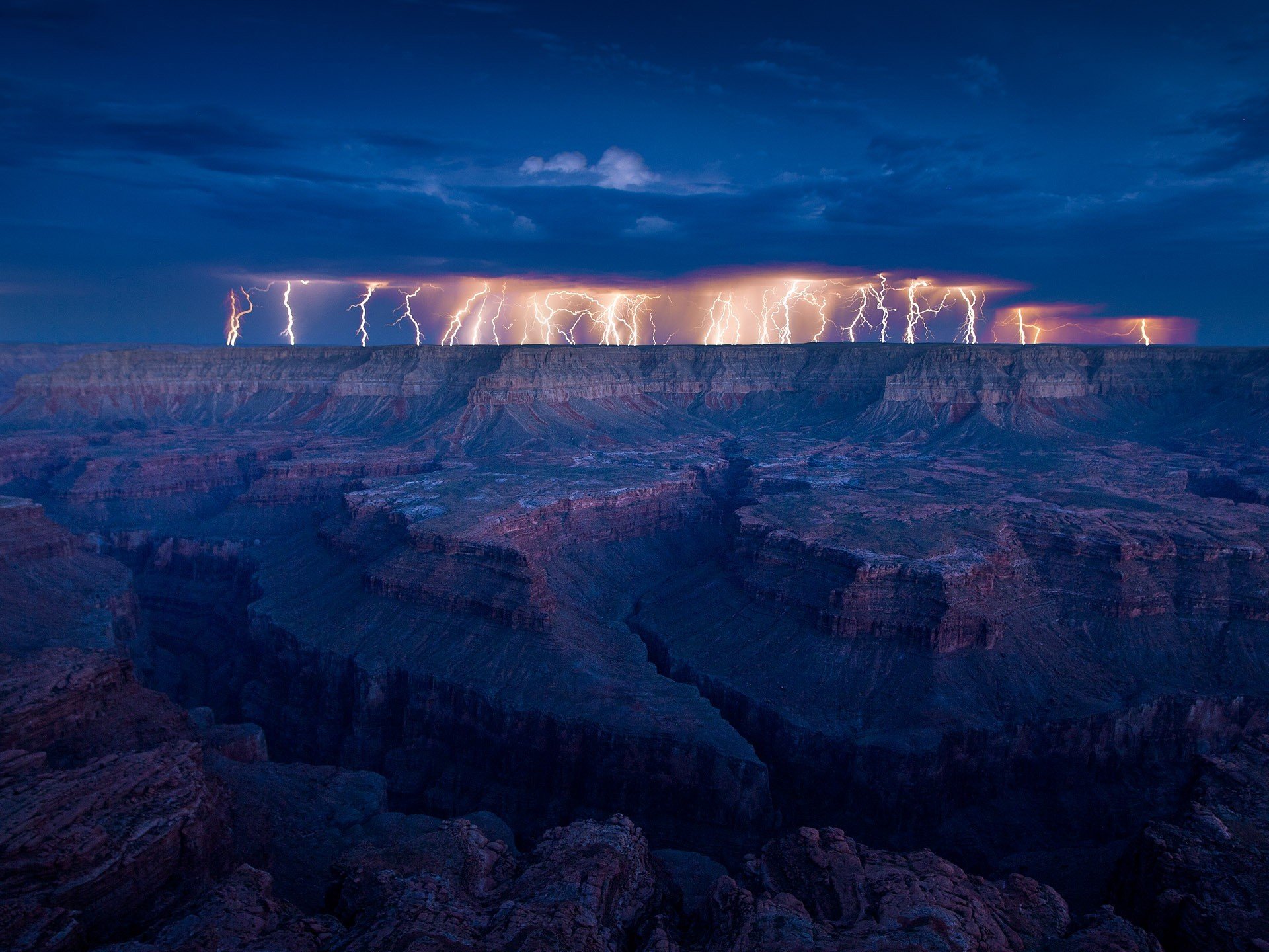 clouds thunderstorm lightning rocks grand canyon grand canyon