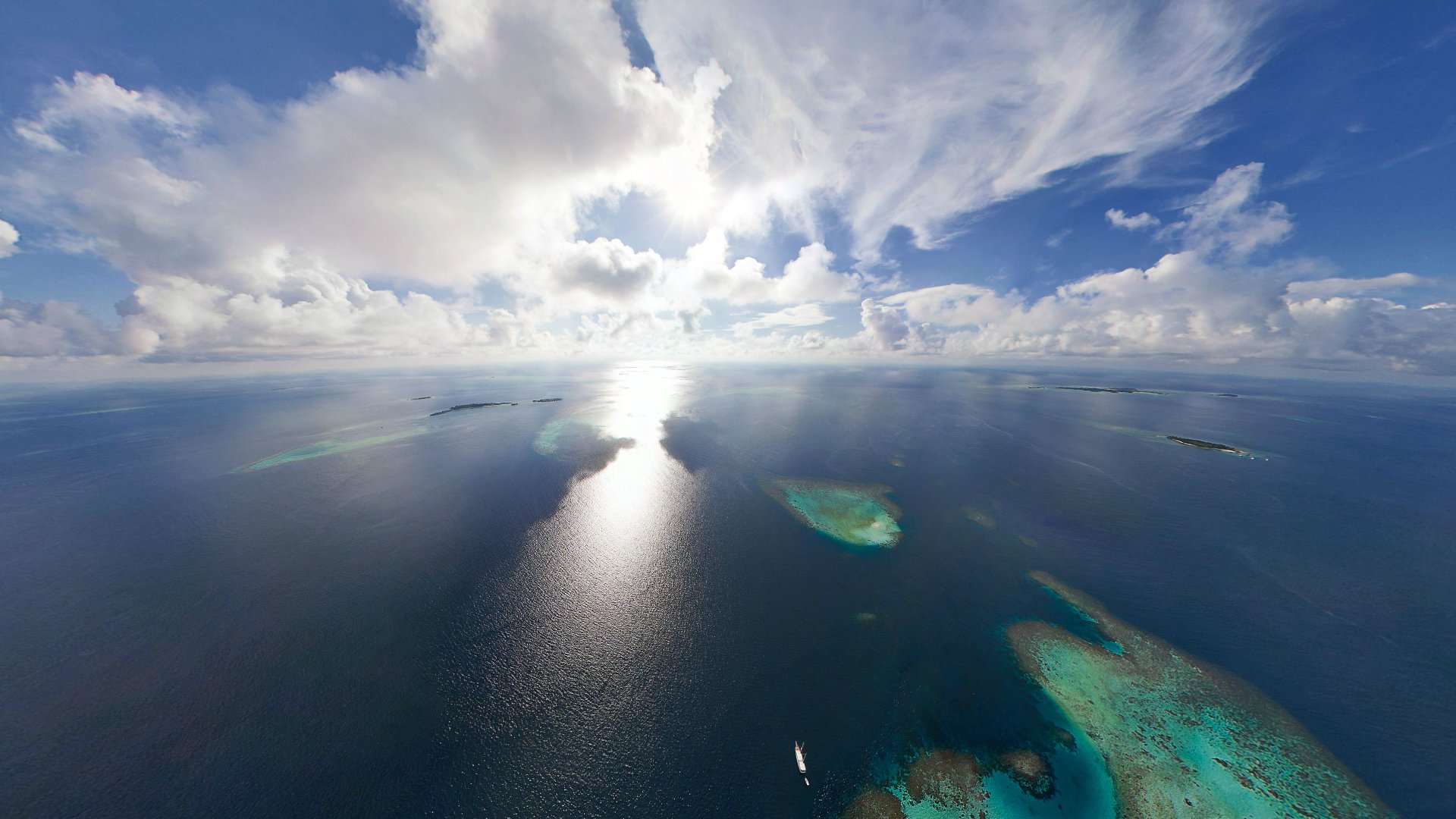 maldivas islas océano sol nubes horizonte