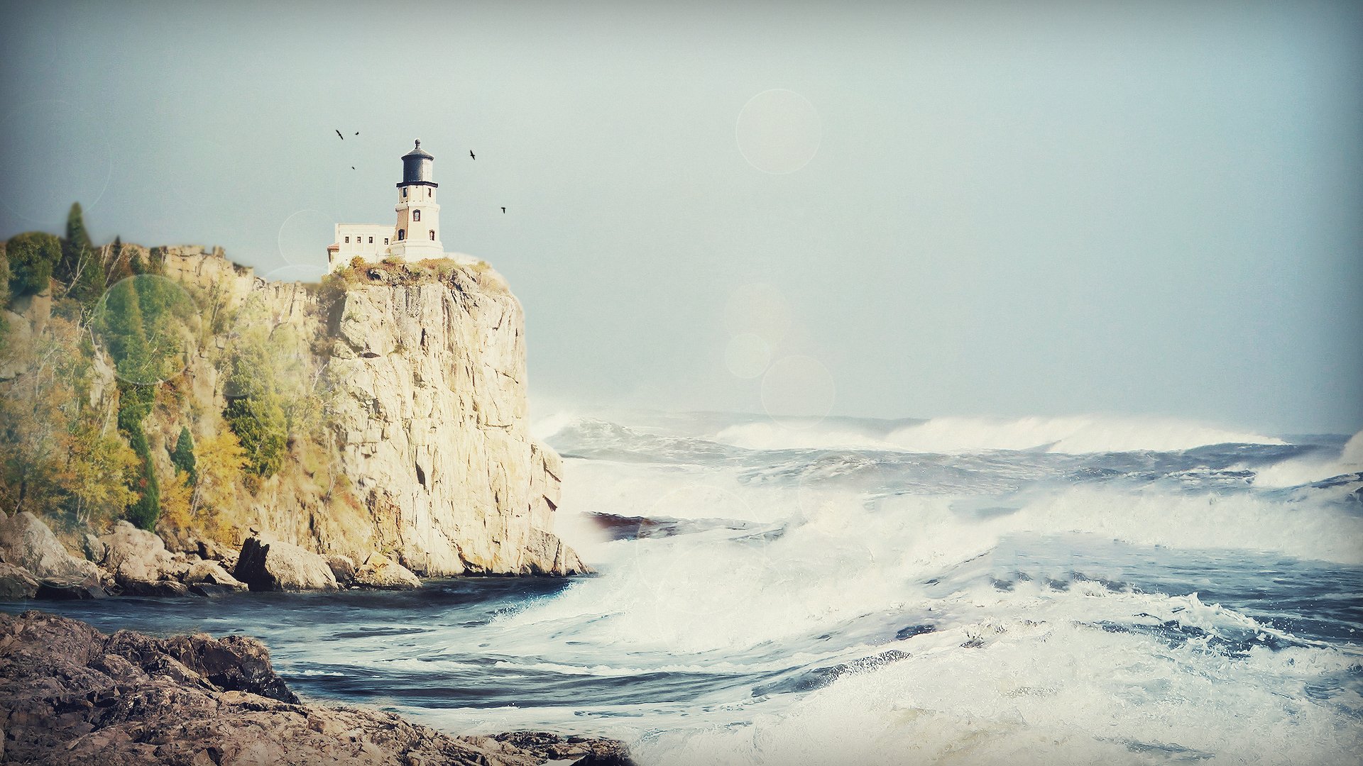 faros costa agua espuma océano mar salpicaduras olas piedra piedras cielo roca rocas pájaros resplandor luz