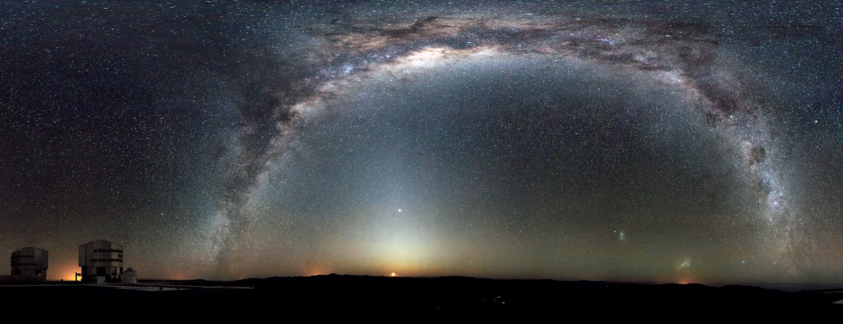 moon milky the way panorama observatory chile