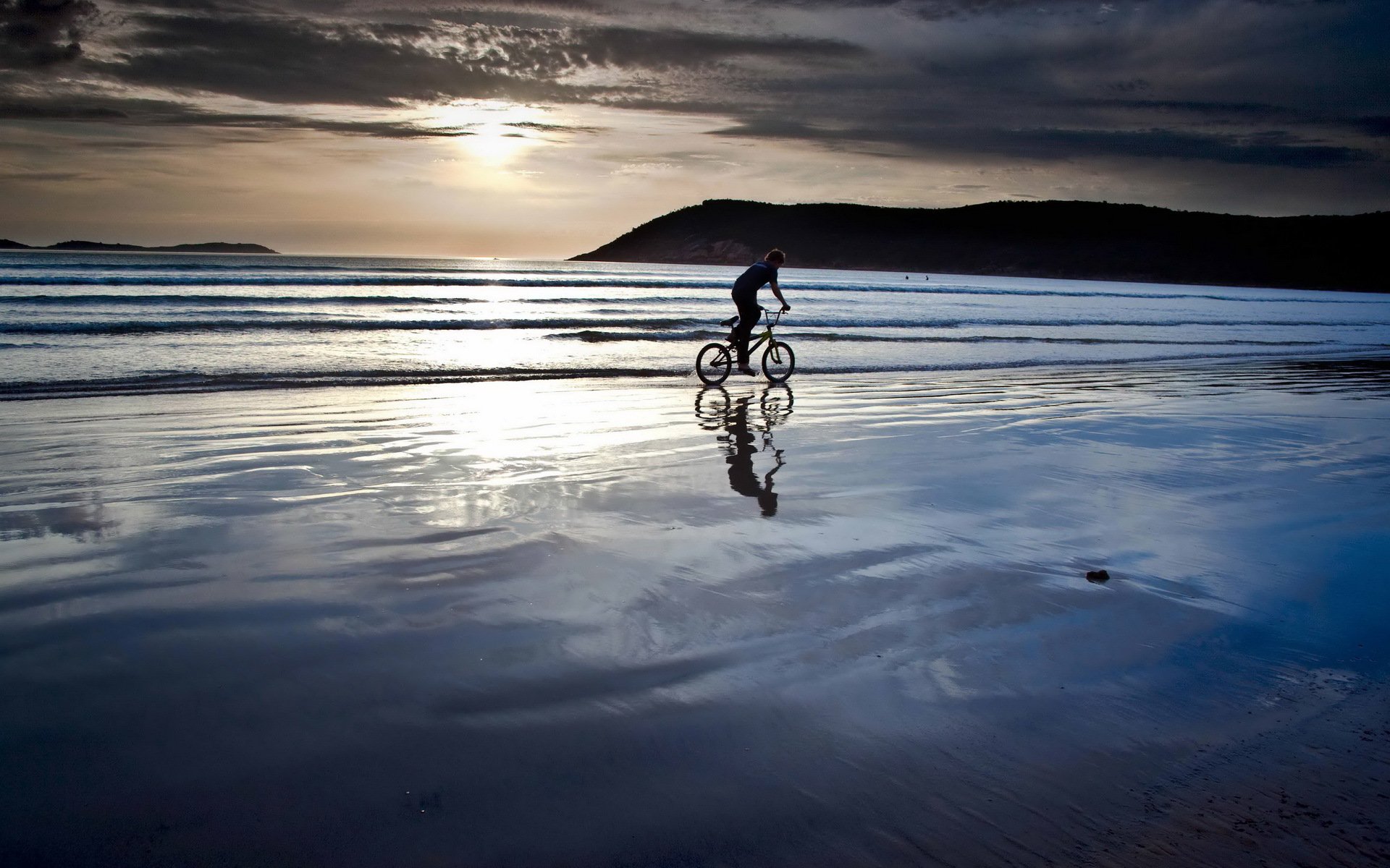 mare spiaggia tramonto bicicletta paesaggio