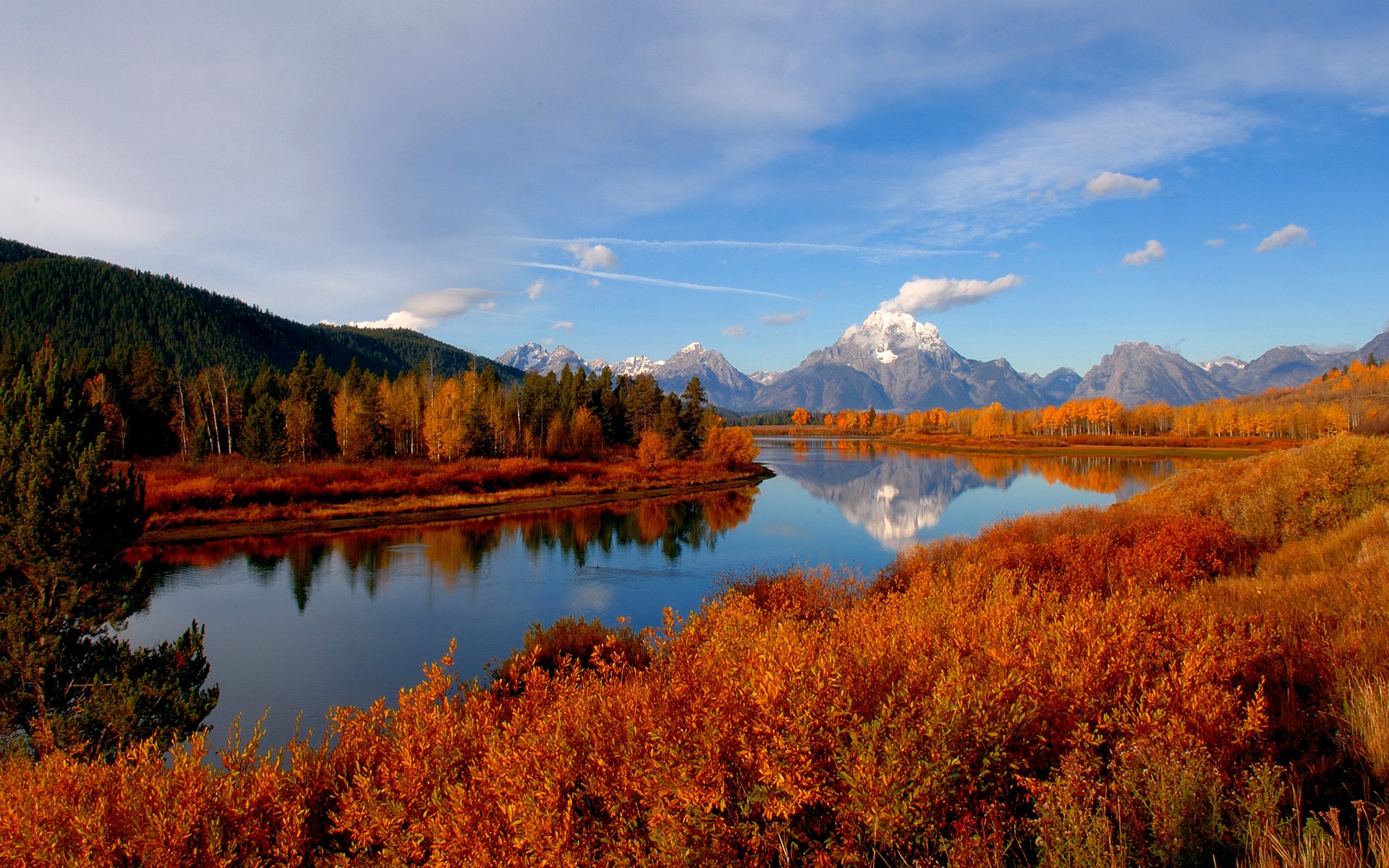 autunno montagna foresta fiume cielo