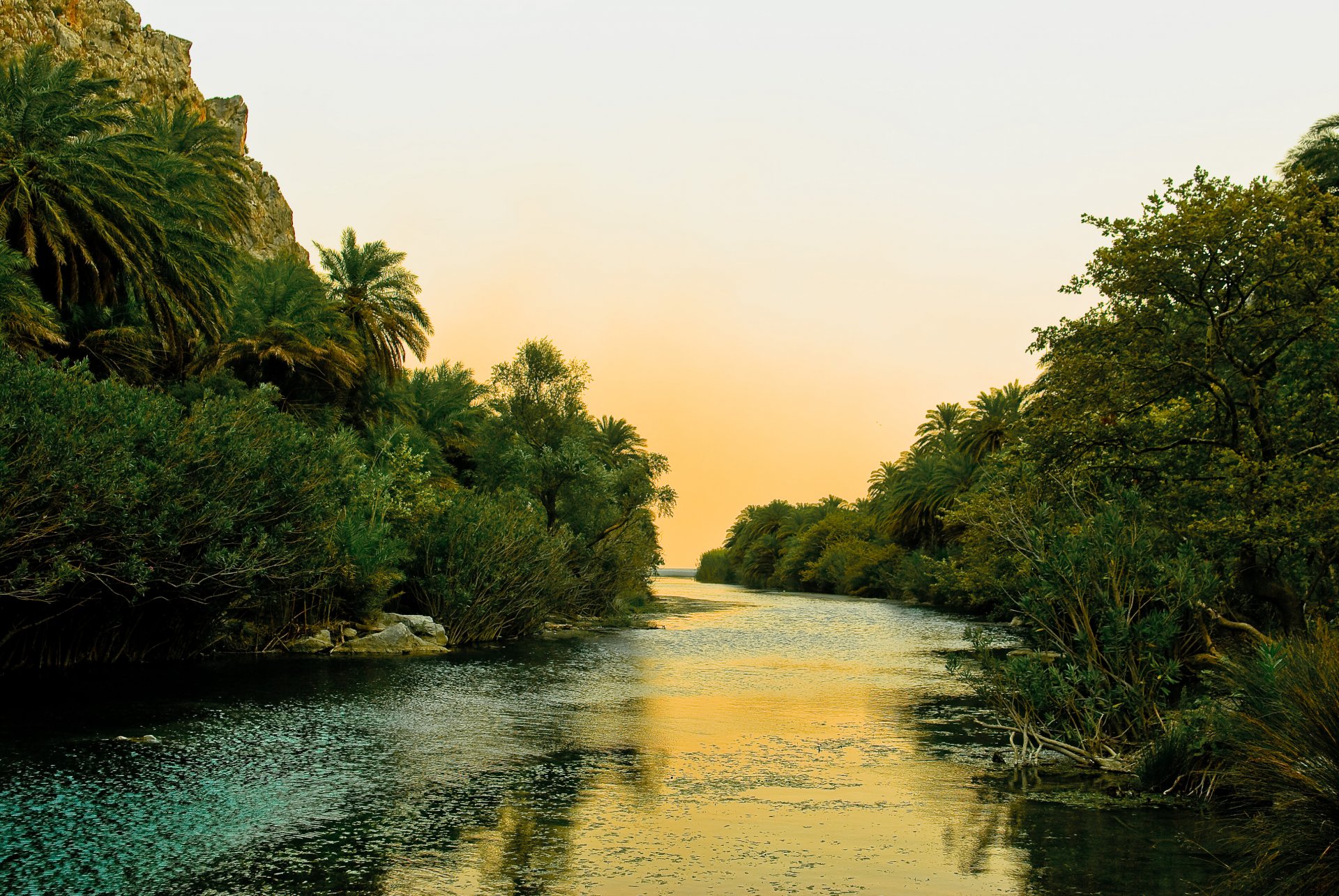 grecia creta fiume palme