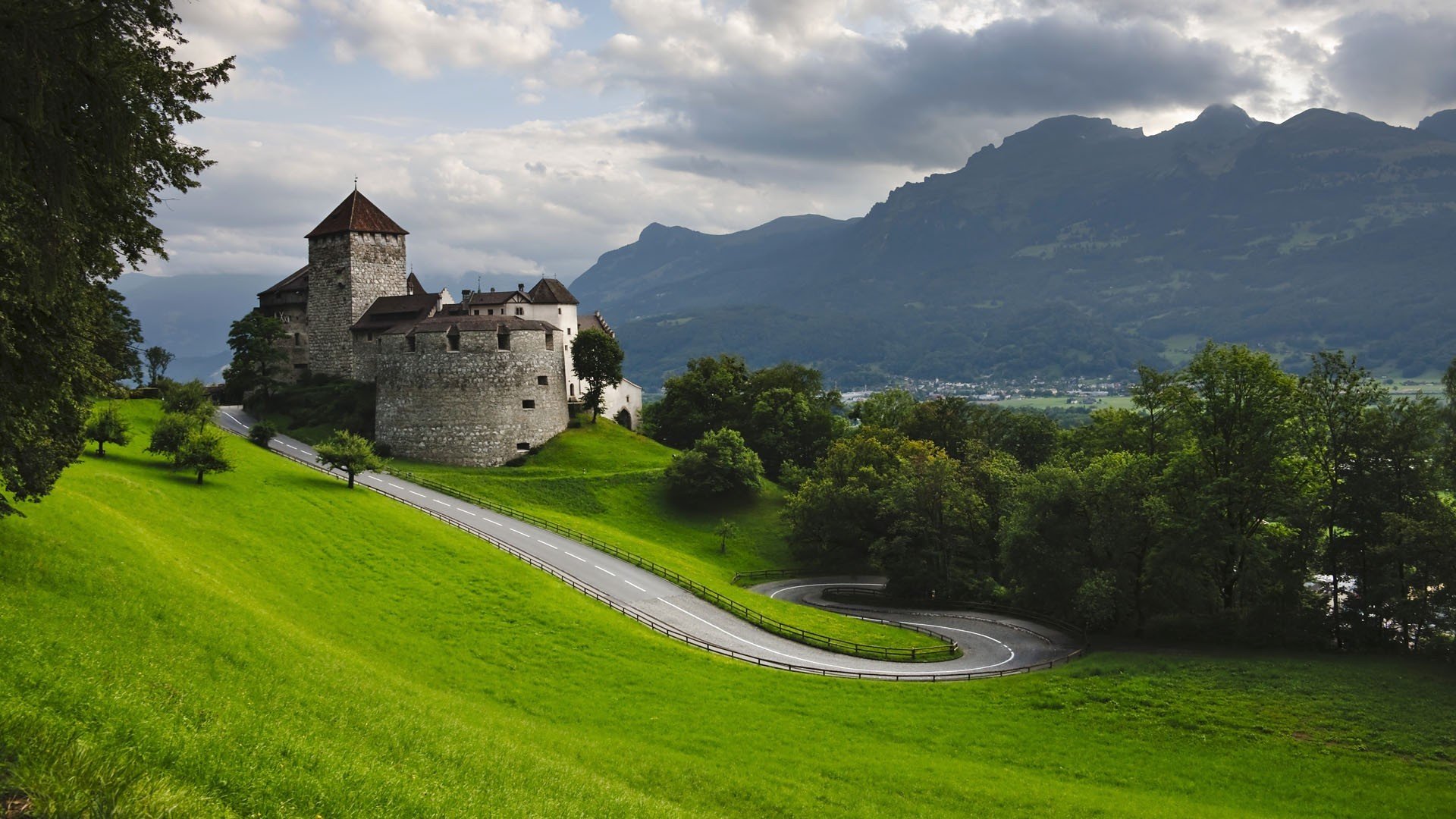 natur schloss straße berge