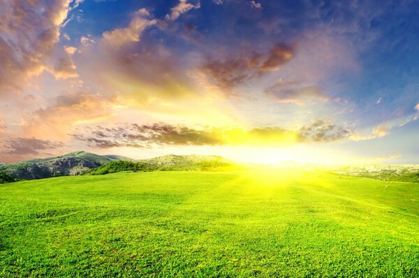 Deslumbrantes rayos de sol en un día de verano