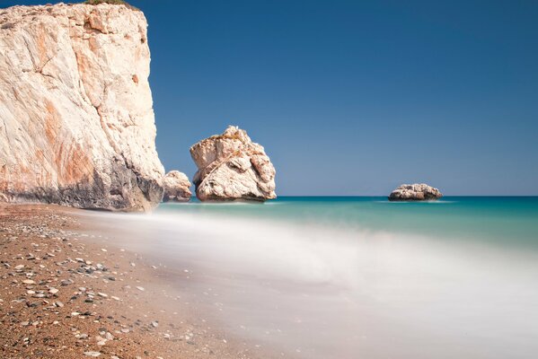 Stone beach on the sea with rocks