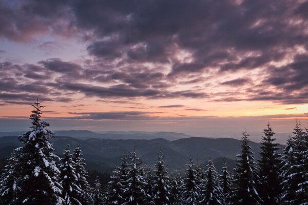 Winterlandschaft auf Himmelshintergrund