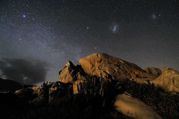 Starry sky in the Andes mountains