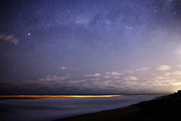 Night sky with sunset strip