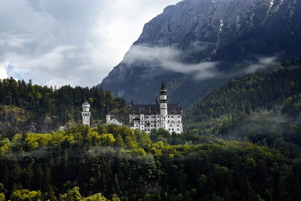 Alemania castillo en el bosque en las montañas