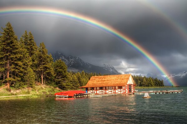 Bezmetezhnan hut on the river in the mountains