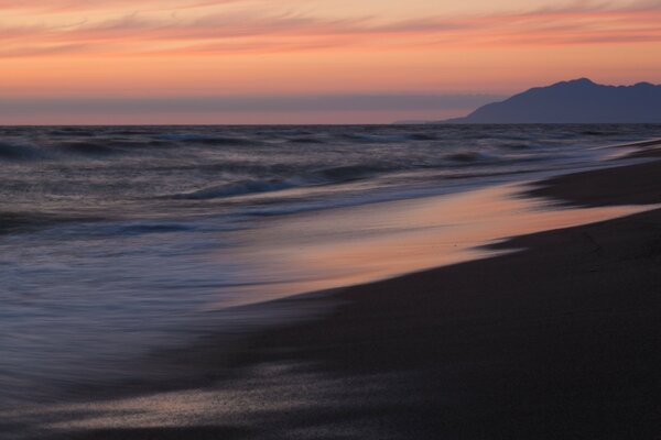 Soft seascape, sunset sky