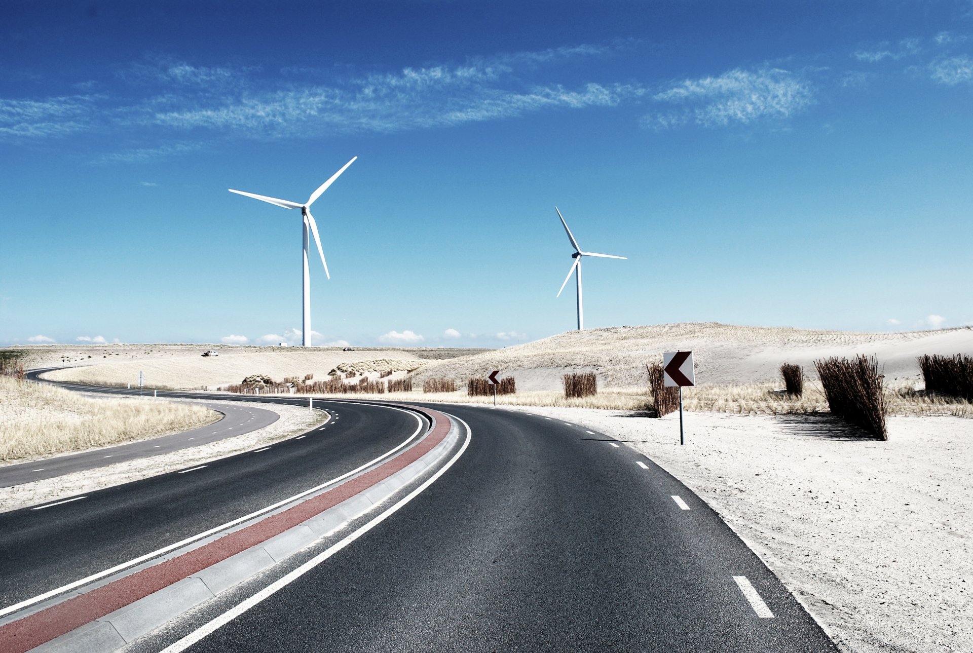 road track highway a windmill mill of the blade desert