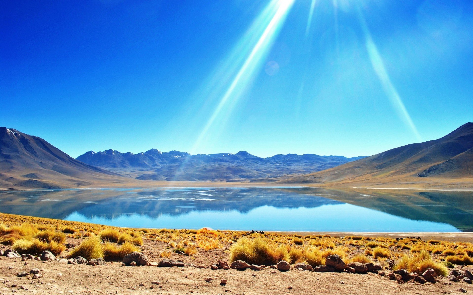 deserto atacama lago montagne natura foto