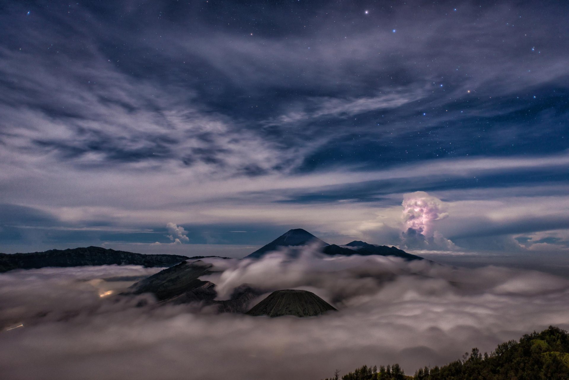 landschaft wolken indonesien brom-tengger-semeru nationalpark java bromo-vulkan tengger-caldera natur