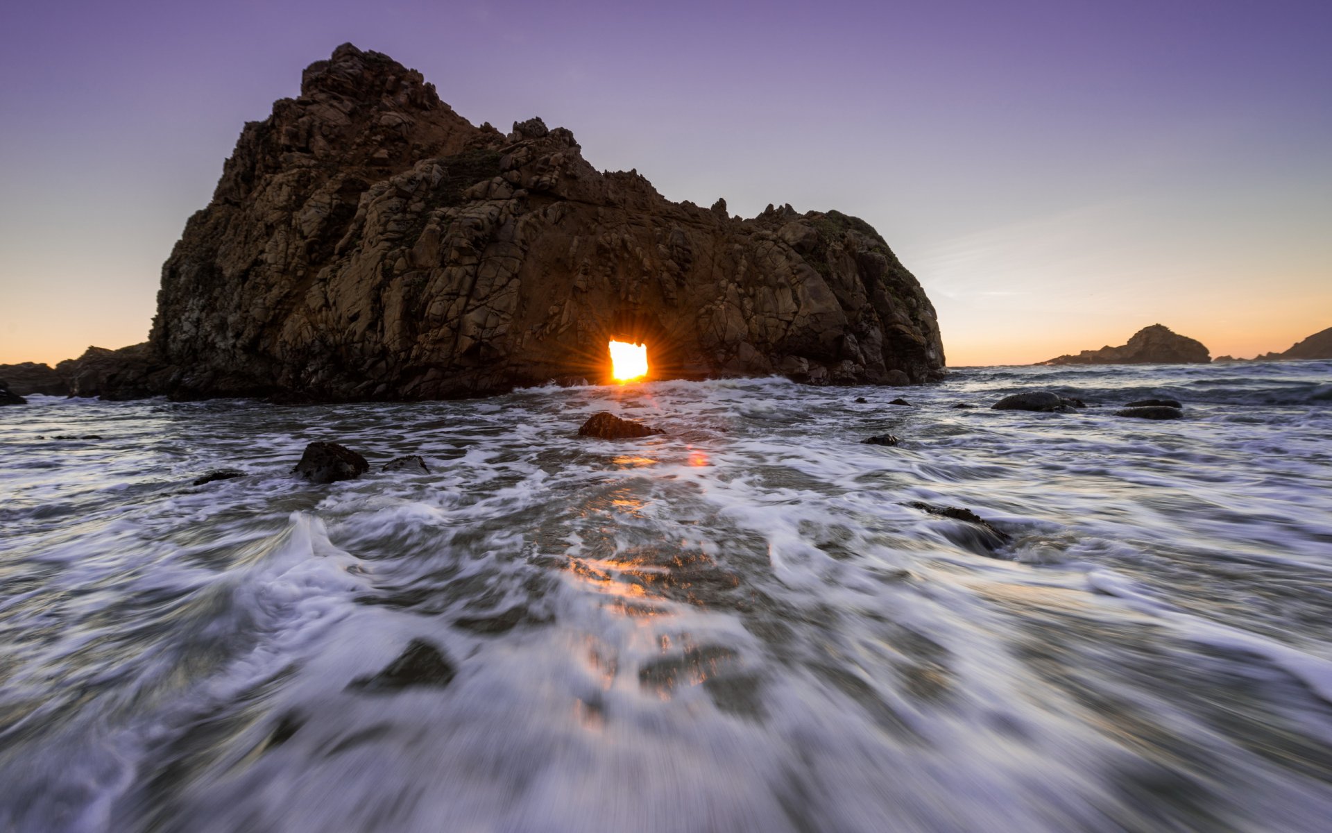 mar rocas puesta de sol paisaje