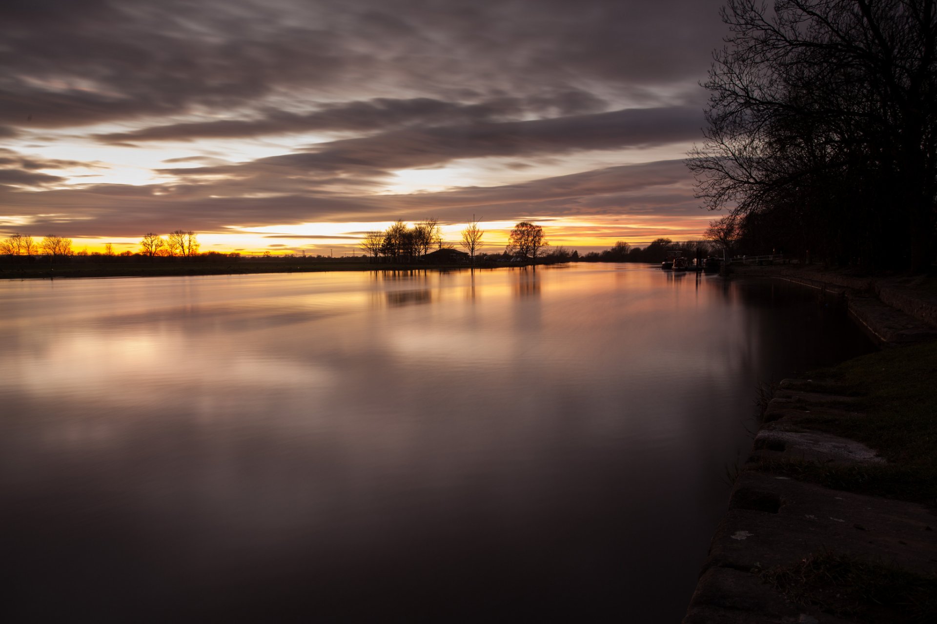 pond lake night sunset cloud