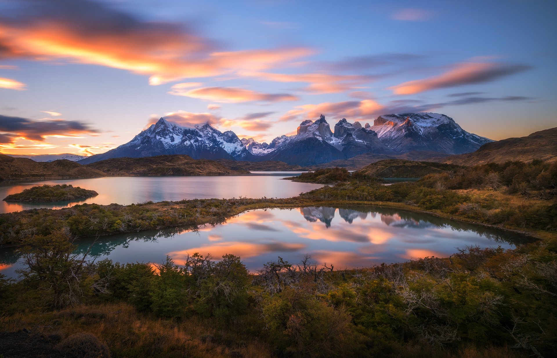 outh america chile patagonia andes mountains lake