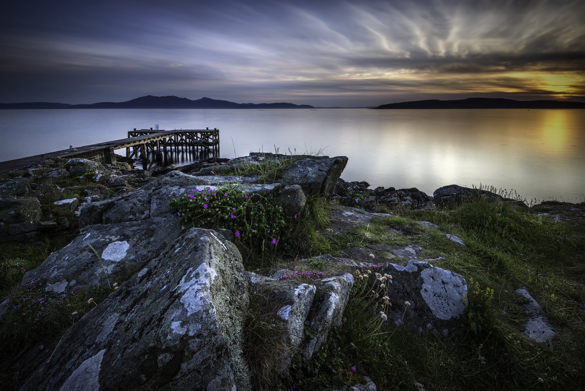 schottland hershire coast pier abend stille ruhe