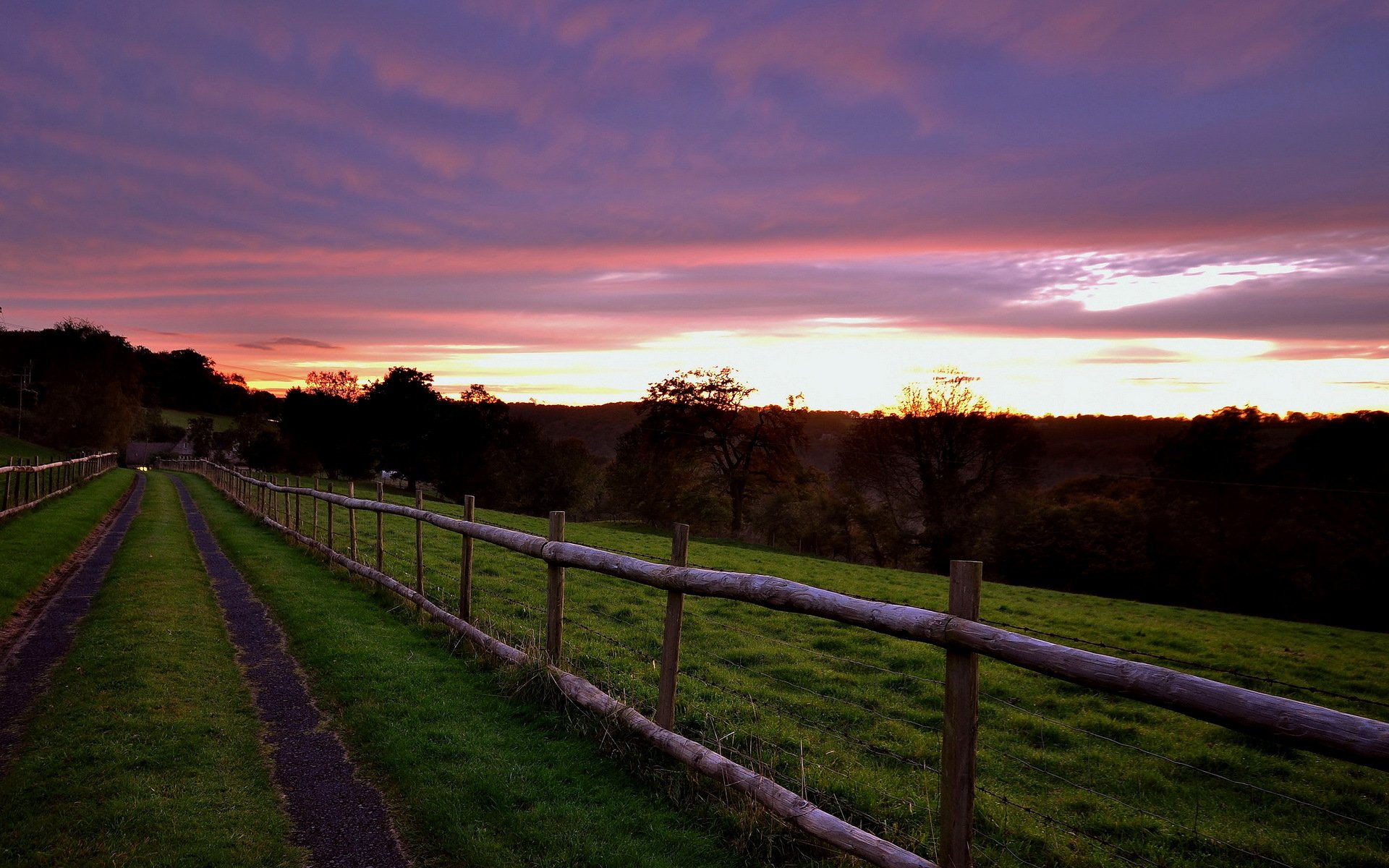 unset road landscape