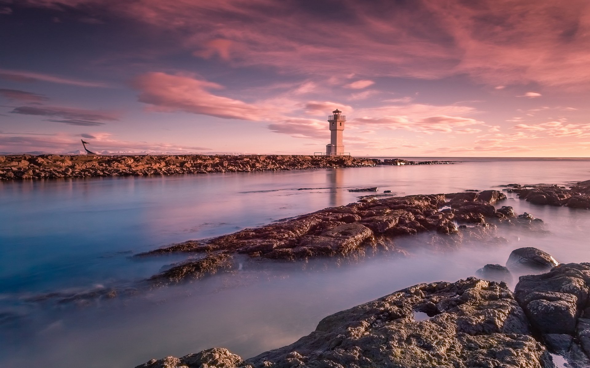 meer leuchtturm sonnenuntergang landschaft