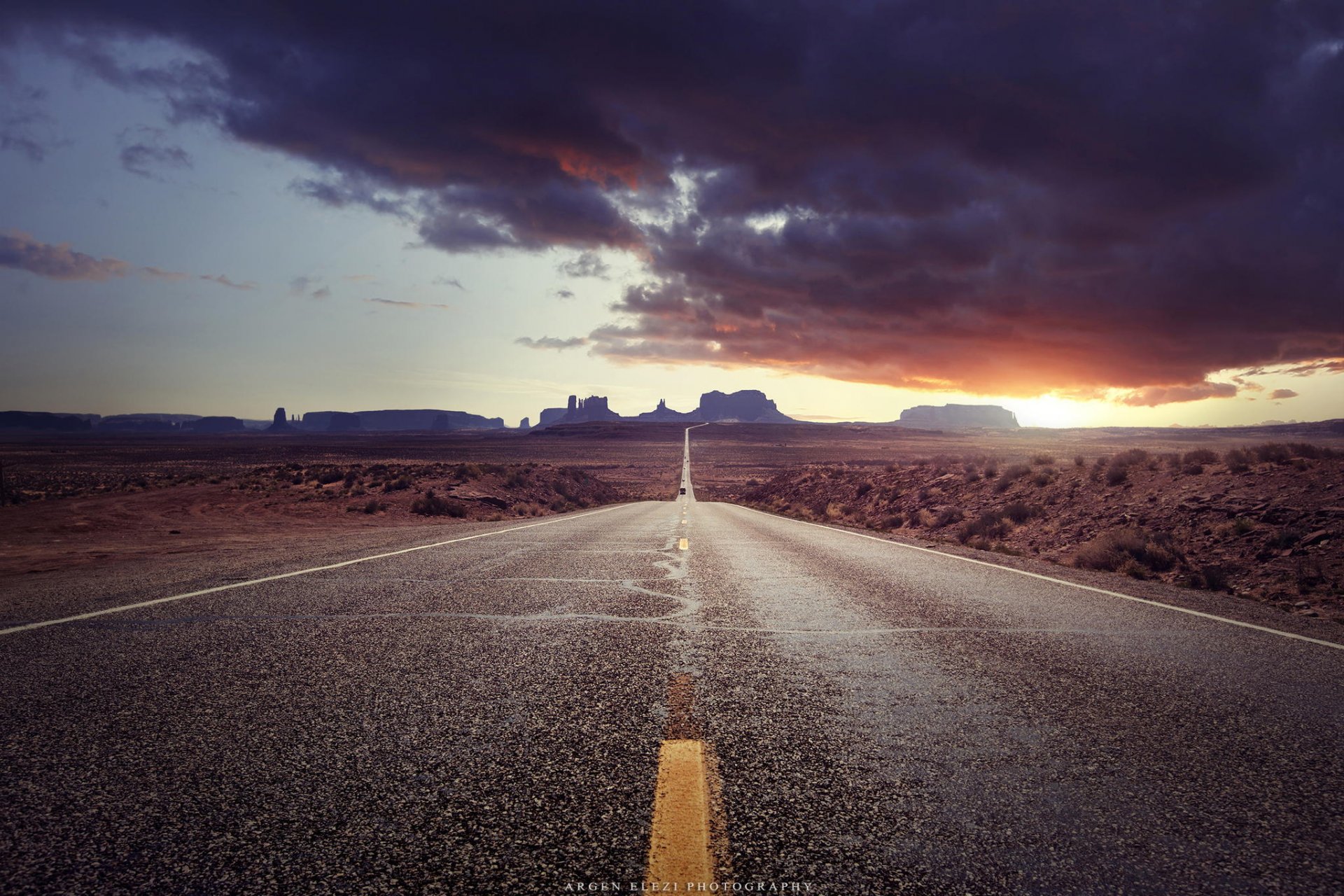 puesta de sol paseo del monumento paisaje carretera montañas