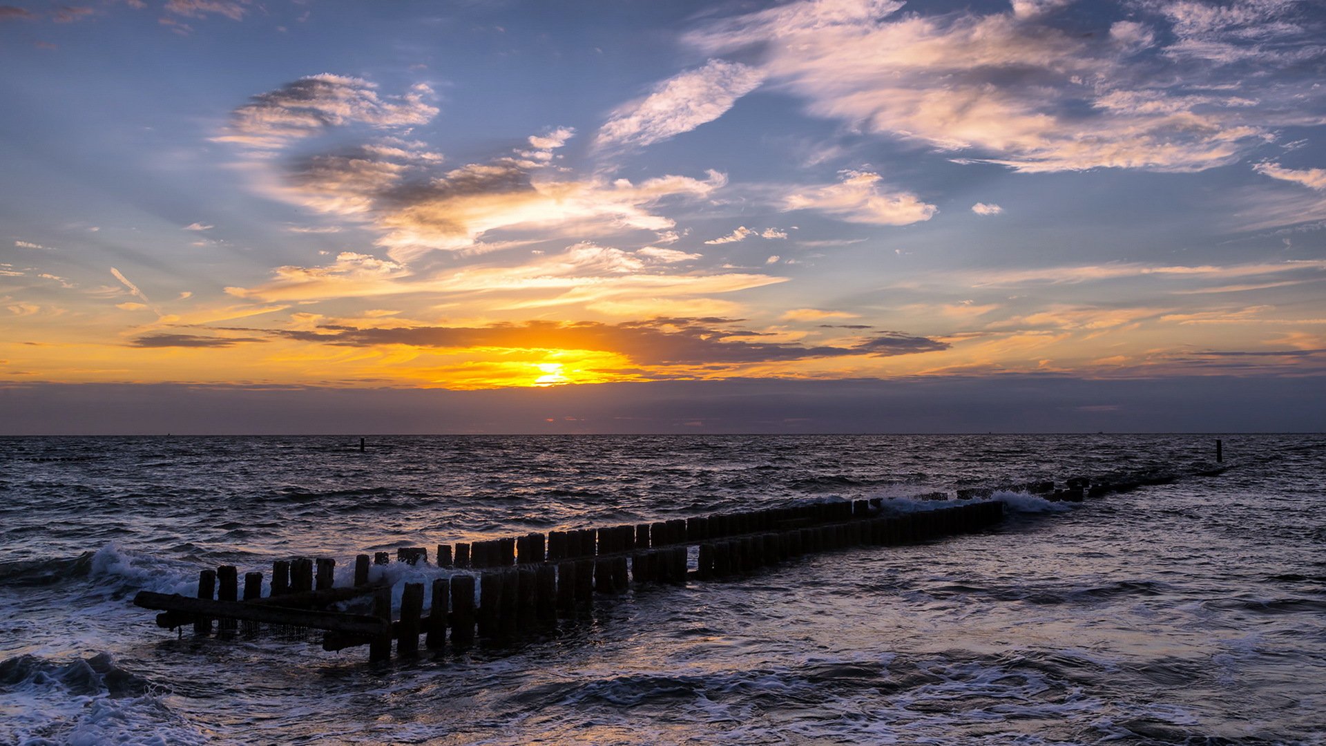 mer coucher de soleil paysage