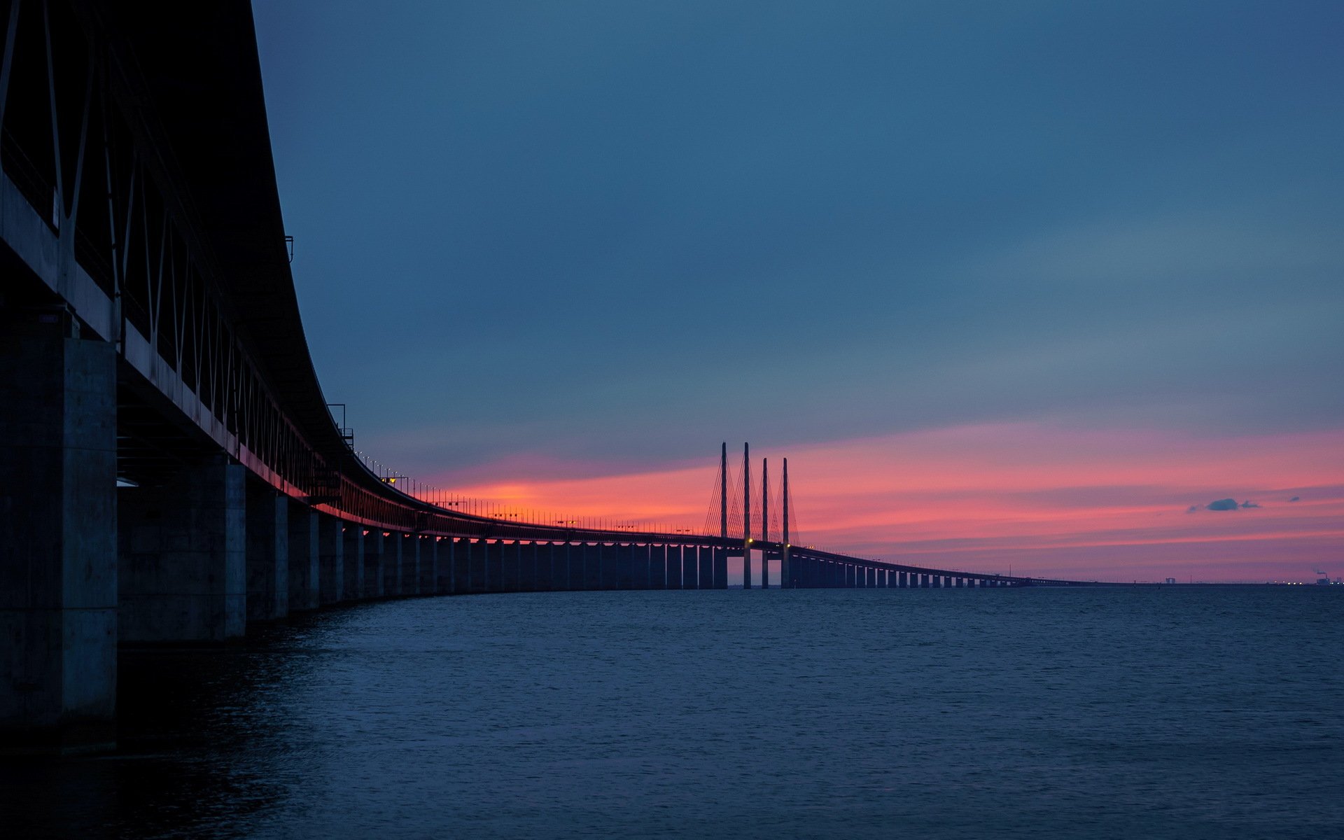 suecia skåne bunkeflostrand øresunds bridge puesta de sol puente