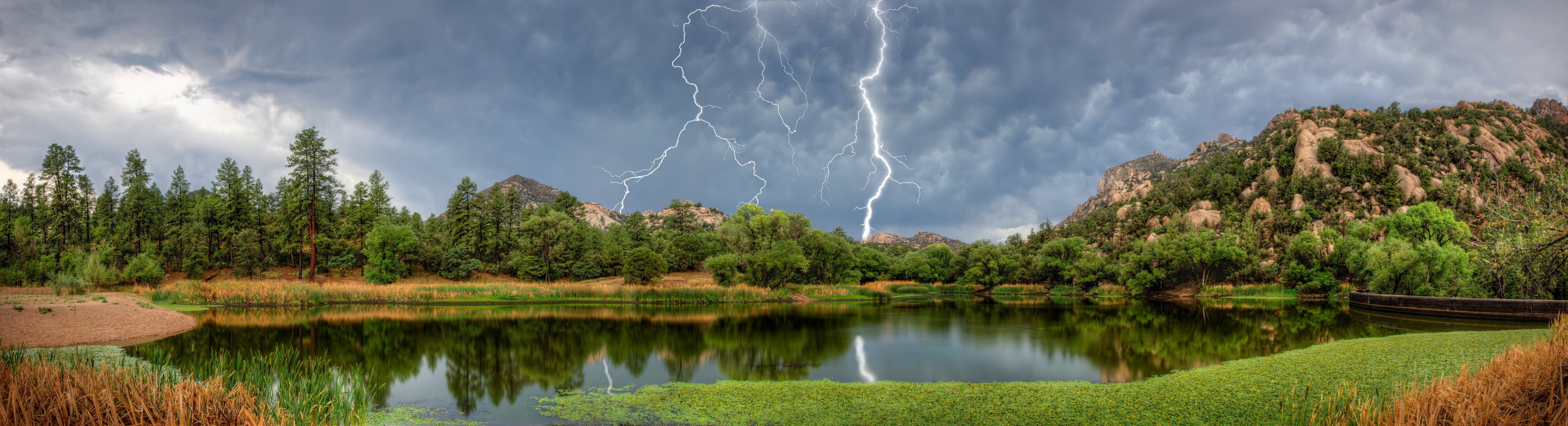 granit-becken-see arizona see blitz wald berge