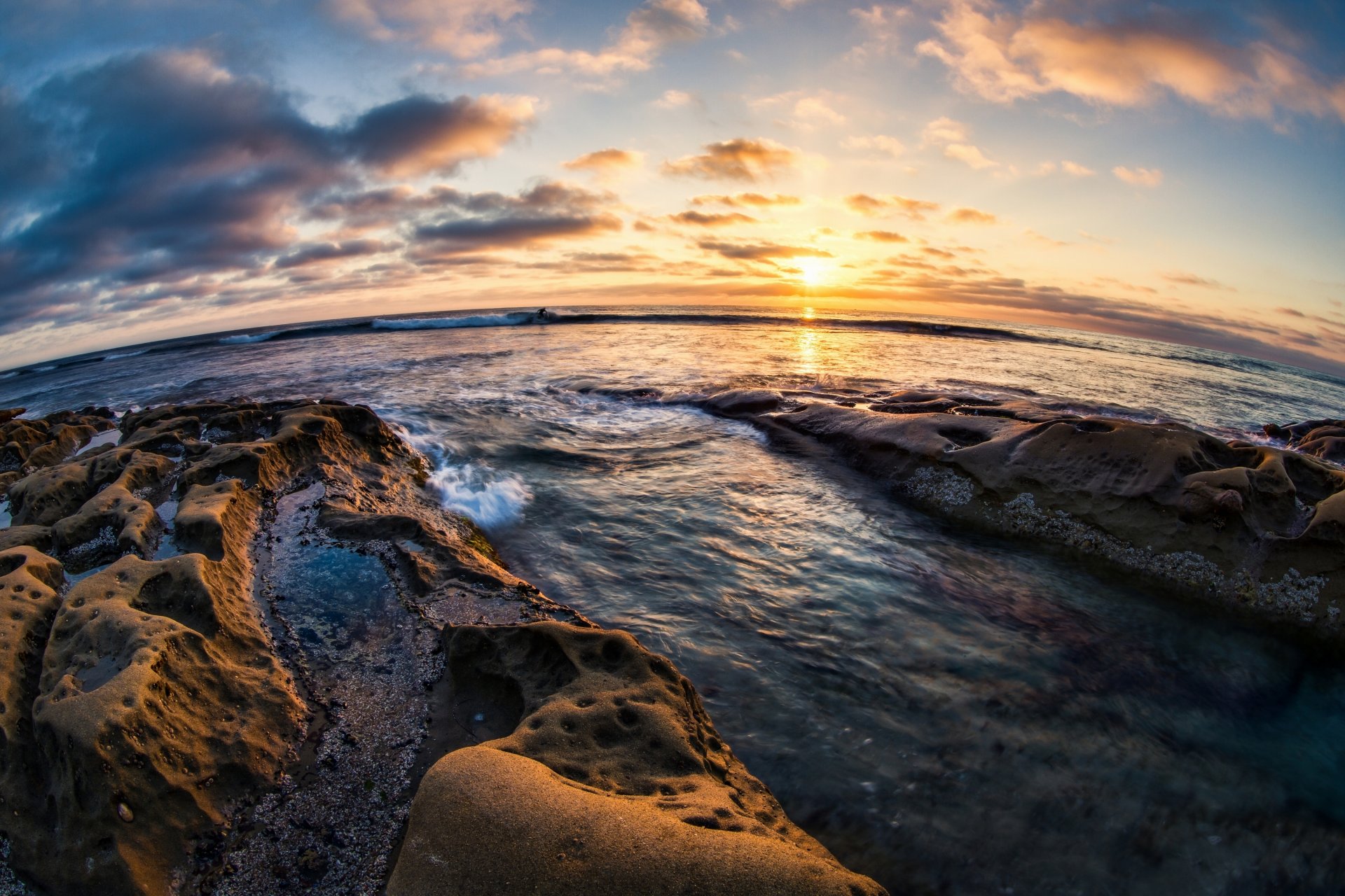 la jolla san diego kalifornia pacyfik la jolla skały zachód słońca wybrzeże horyzont