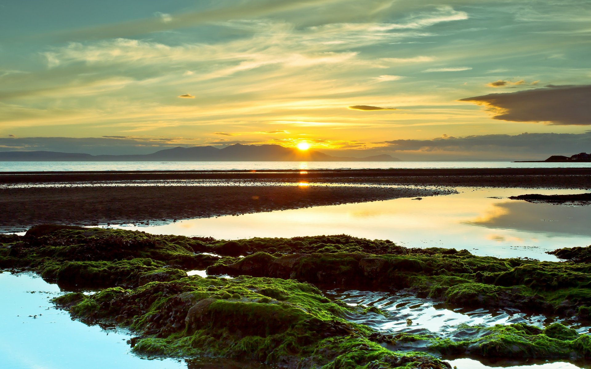 coucher de soleil baie nature paysage