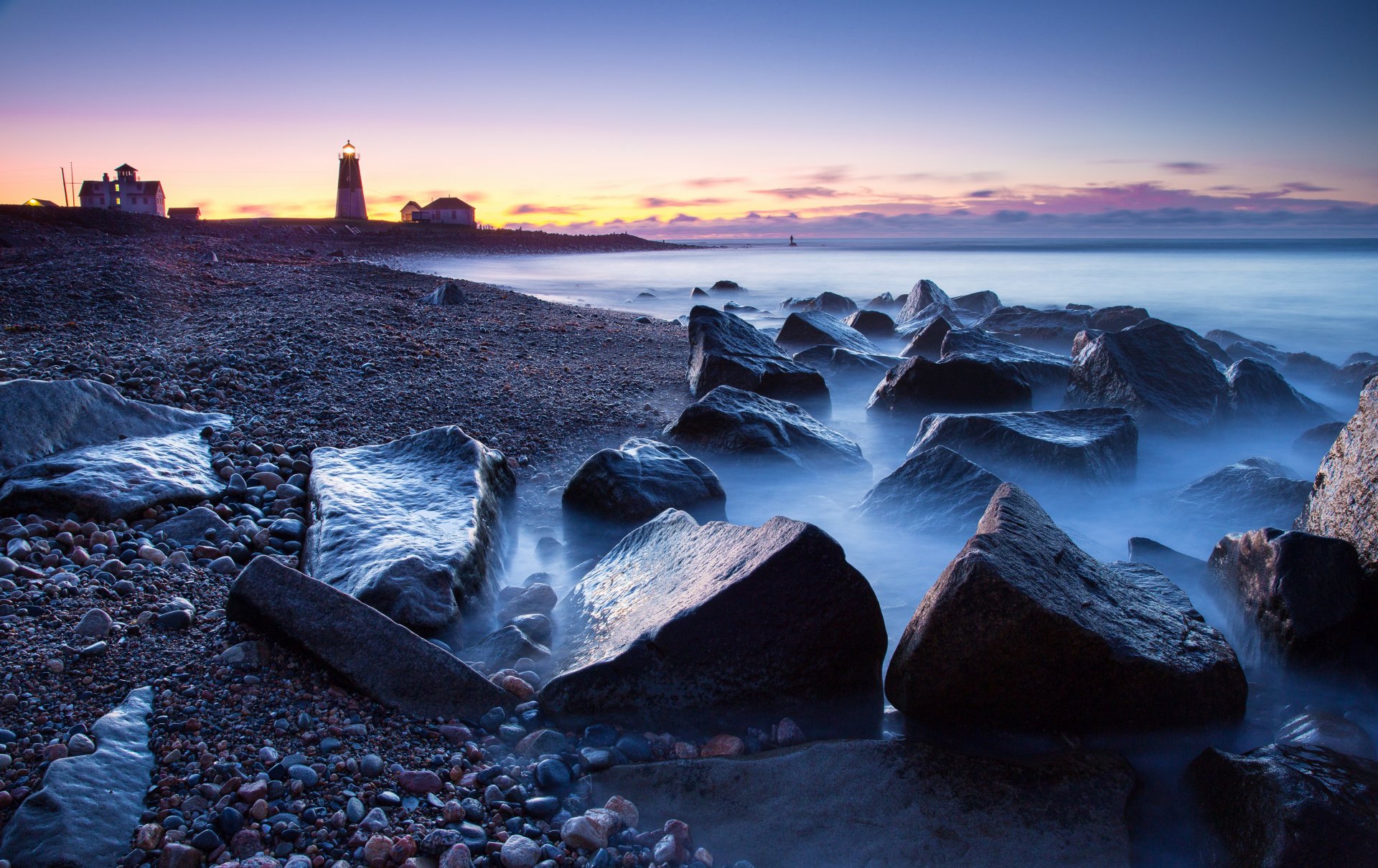 ky night sea stones lighthouse