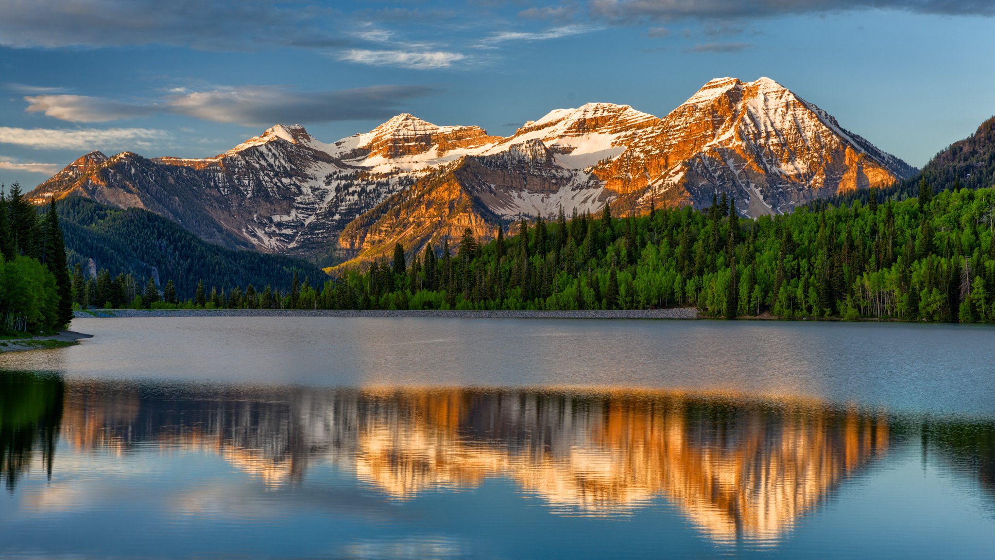 mountain lake reflection nature forest landscape