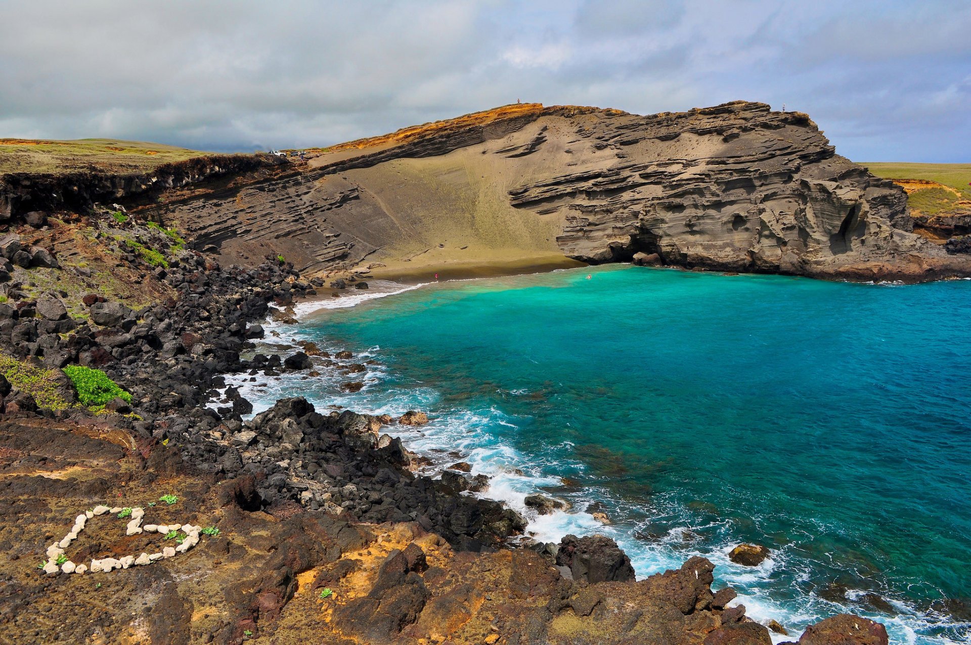 hawaii pierres océan côte coeur